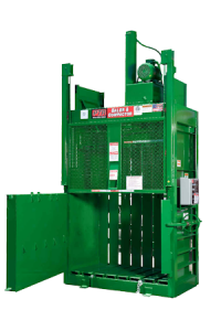 Vertical baler for recycling materials